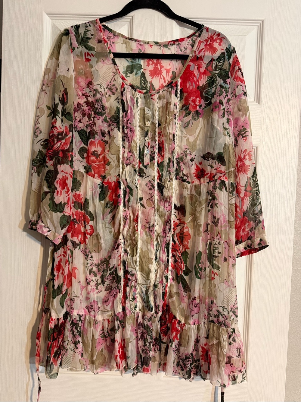 By Together Floral Sheer Tie Back Dress